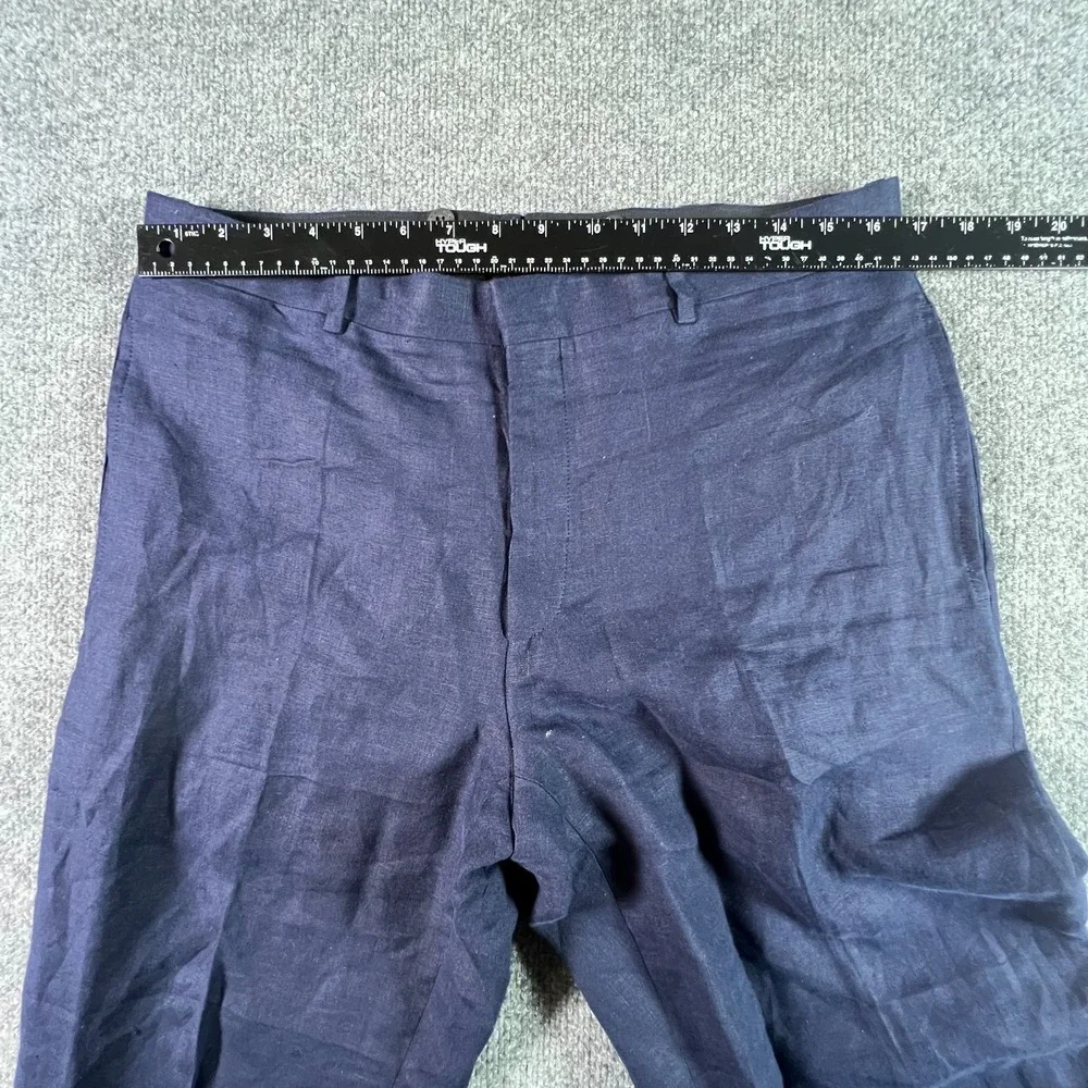Polo Ralph Lauren Pants Men's 34 Navy Blue 100% Flax Flat Front Straight Preppy